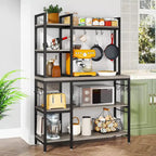 43 inch Kitchen Bakers Rack with Microwave Stand 5-Tier Kitchen Utility Storage Shelf Rack and10 Hooks for Kitchen Living Room