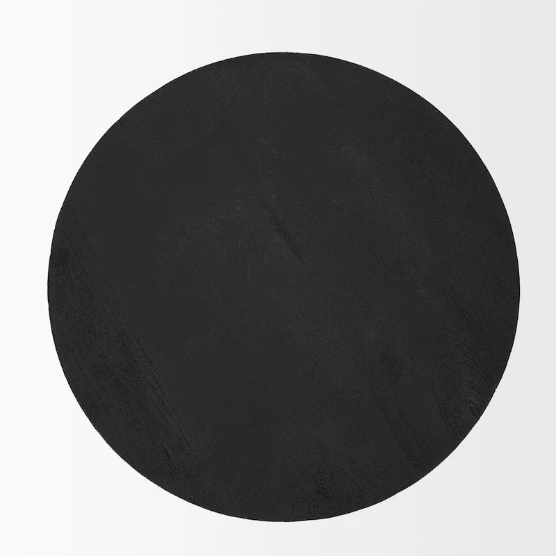 Mattius Black Solid Wood Round Accent Table - 18L x 18W x 22H