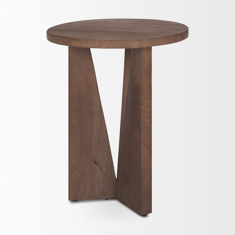 Mattius Black Solid Wood Round Accent Table - 18L x 18W x 22H