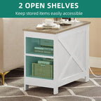 Moasis Set of 2 End Table with Charging Station Side Table with Storage, 2 Power Outlets & 2 USB Ports