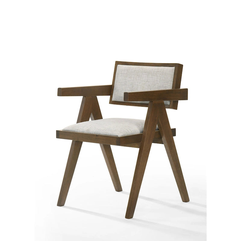 Modrest Fern Modern Walnut and Beige Dining Chair (Set of 2)