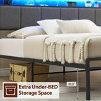 Vintage Upholstered Platform Bed Frame with Storage Drawers