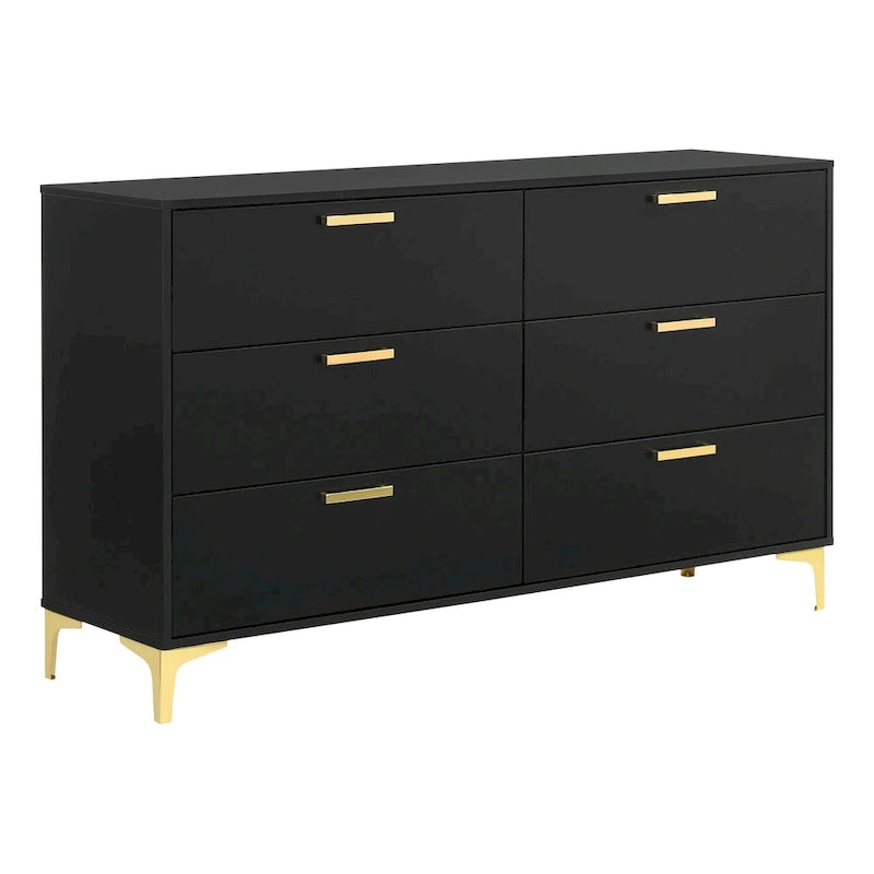 Lexie Black and Gold 4-piece Tufted Panel Bedroom Set