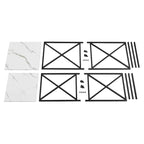 Modern Square Marble Finish Veneer Top Black Metal Frame Nesting End Tables - Set of 2