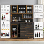 Farmhouse Wine Cabinet Kitchen Buffet with Wine Rack - 15.7D x 47.2W x 69.6H