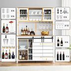 Farmhouse Wine Cabinet Kitchen Buffet with Wine Rack - 15.7D x 47.2W x 69.6H