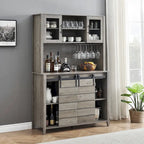 Farmhouse Wine Cabinet Kitchen Buffet with Wine Rack - 15.7D x 47.2W x 69.6H