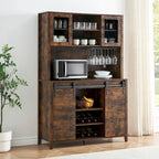 Farmhouse Wine Cabinet Kitchen Buffet with Wine Rack - 15.7D x 47.2W x 69.6H