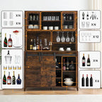 Farmhouse Wine Cabinet Kitchen Buffet with Wine Rack - 15.7D x 47.2W x 69.6H