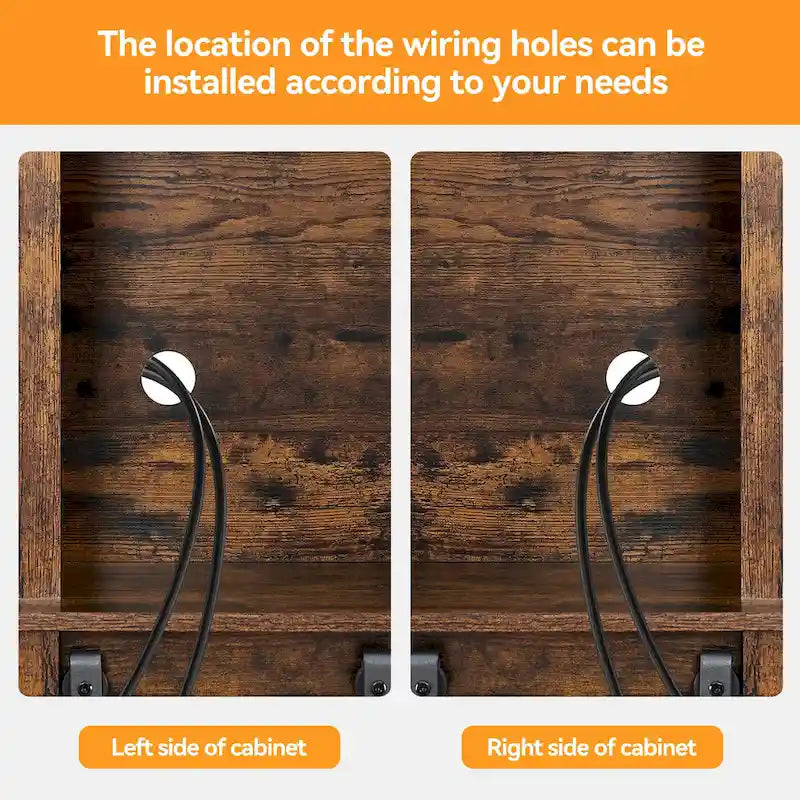 Farmhouse Wine Cabinet Kitchen Buffet with Wine Rack - 15.7D x 47.2W x 69.6H