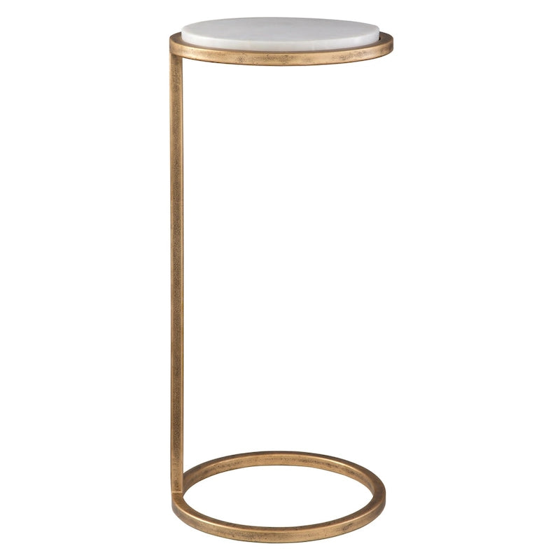 Copper Grove Aged Gold Iron and Solid White Marble Accent Table