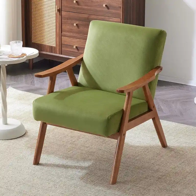 VINGLI Mid-Century Retro Modern Upholstered Lounge Chair Fabric Accent Chair Sturdy Wooden Frame Armchair