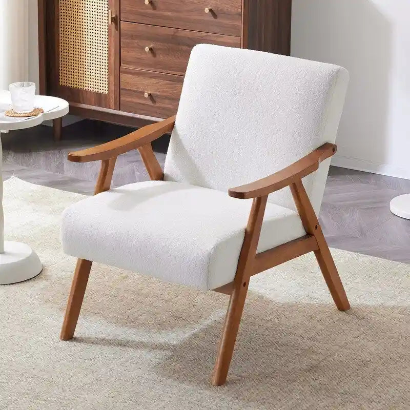 VINGLI Mid-Century Retro Modern Upholstered Lounge Chair Fabric Accent Chair Sturdy Wooden Frame Armchair