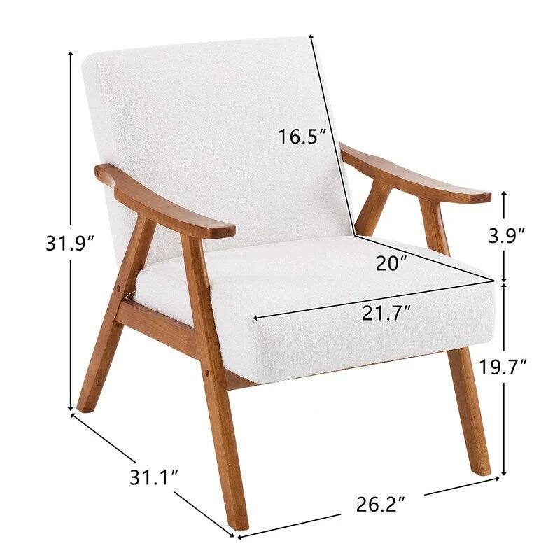 VINGLI Mid-Century Retro Modern Upholstered Lounge Chair Fabric Accent Chair Sturdy Wooden Frame Armchair