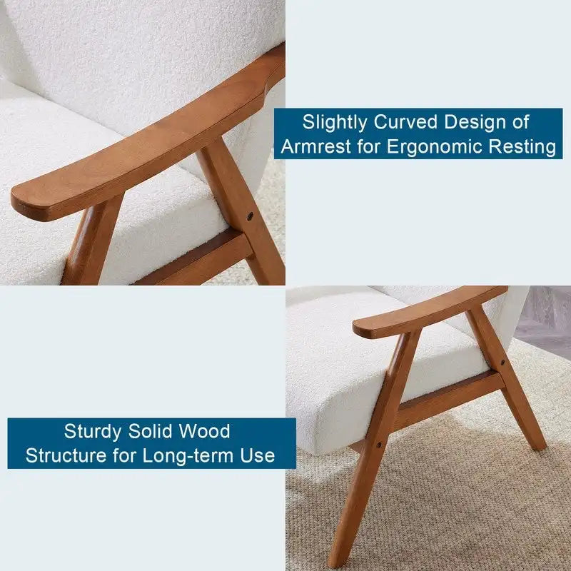 VINGLI Mid-Century Retro Modern Upholstered Lounge Chair Fabric Accent Chair Sturdy Wooden Frame Armchair