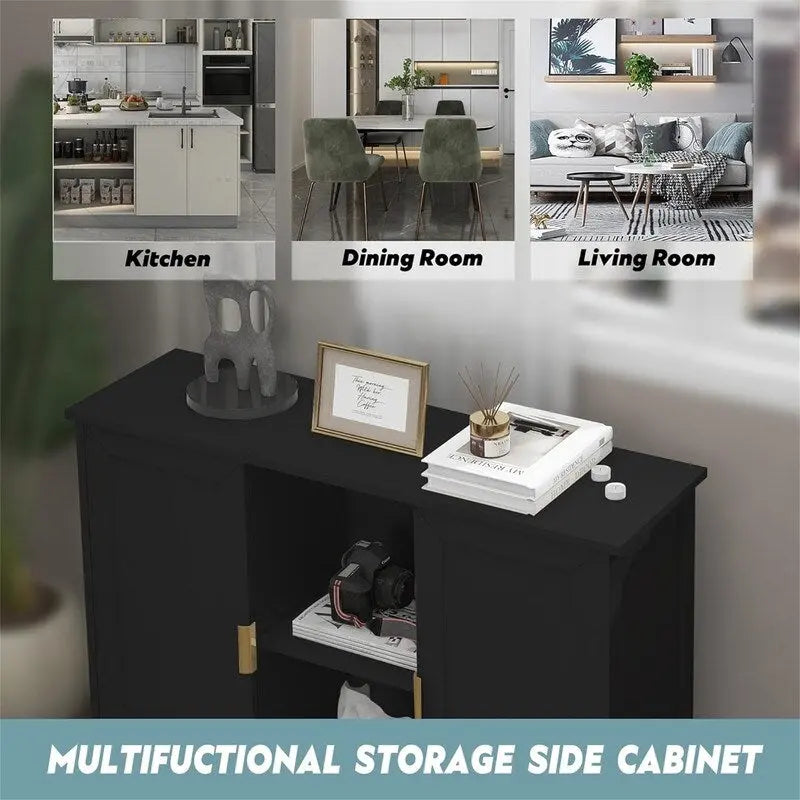 Credenza Buffet Cabinet Wooden Coffee Bar Cabinet - 11.8 D x 39.4 W x 30.7 H