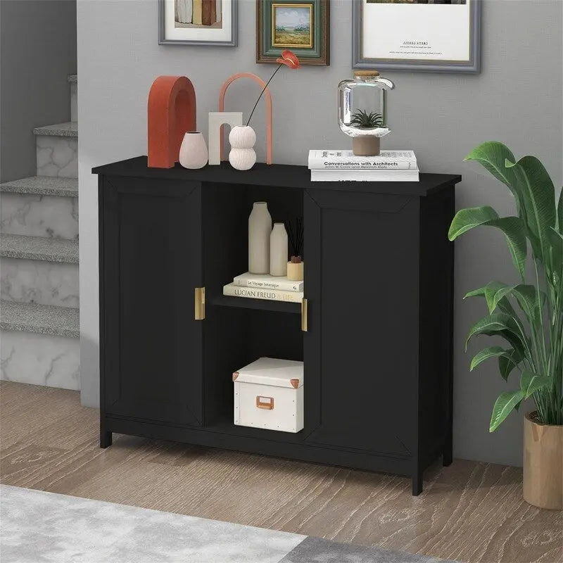 Credenza Buffet Cabinet Wooden Coffee Bar Cabinet - 11.8 D x 39.4 W x 30.7 H