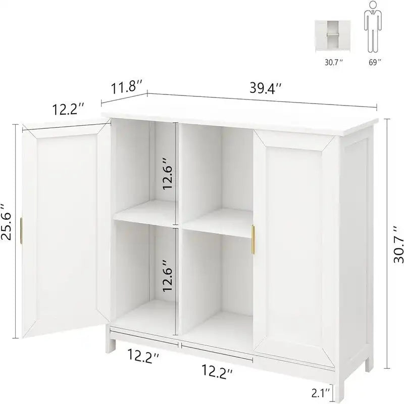 Credenza Buffet Cabinet Wooden Coffee Bar Cabinet - 11.8 D x 39.4 W x 30.7 H