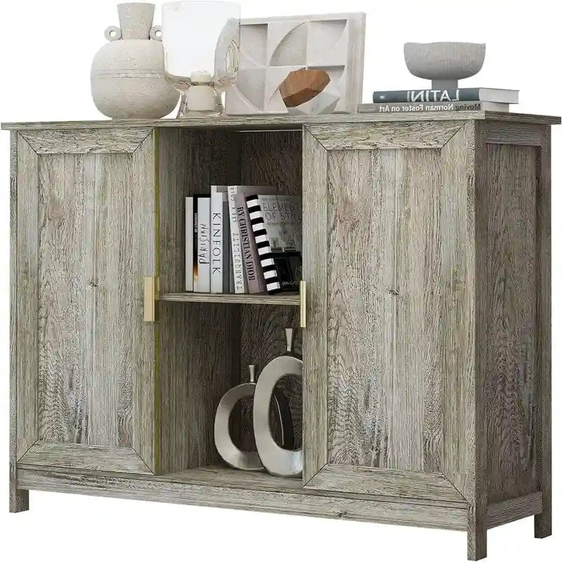 Credenza Buffet Cabinet Wooden Coffee Bar Cabinet - 11.8 D x 39.4 W x 30.7 H