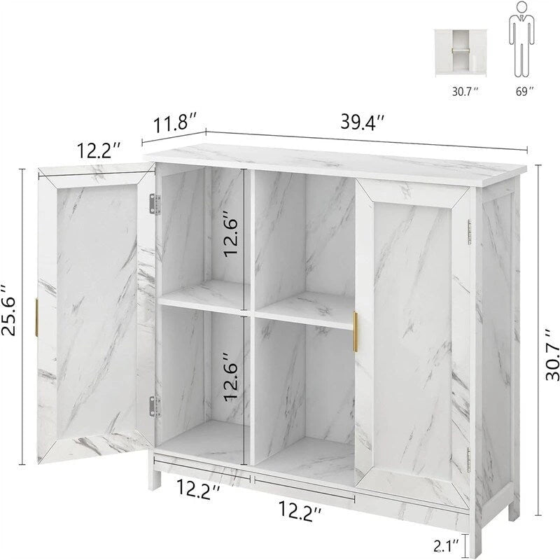 Credenza Buffet Cabinet Wooden Coffee Bar Cabinet - 11.8 D x 39.4 W x 30.7 H