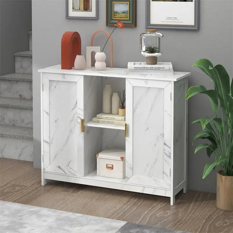 Credenza Buffet Cabinet Wooden Coffee Bar Cabinet - 11.8 D x 39.4 W x 30.7 H