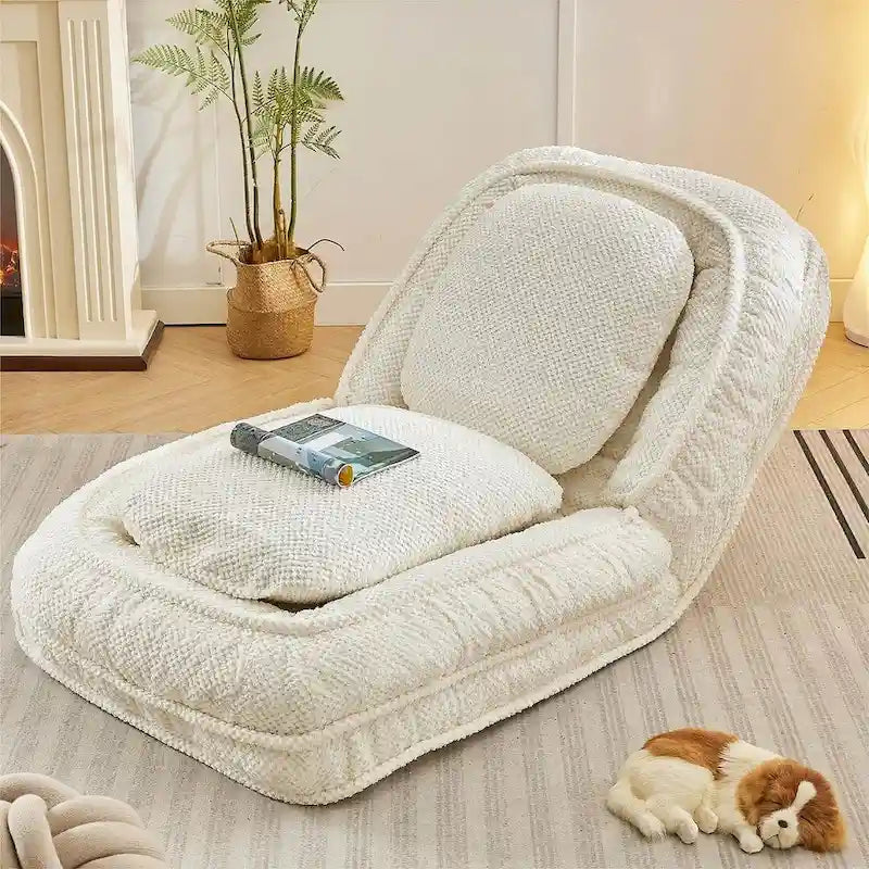Convertible Flip Chair, Floor Lazy Sofa, Folding Upholstered Couch Bed with Adjustable Backrest