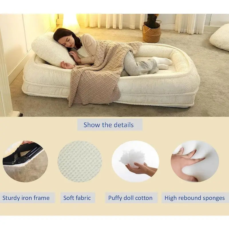 Convertible Flip Chair, Floor Lazy Sofa, Folding Upholstered Couch Bed with Adjustable Backrest