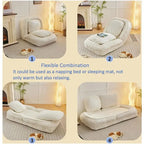 Convertible Flip Chair, Floor Lazy Sofa, Folding Upholstered Couch Bed with Adjustable Backrest