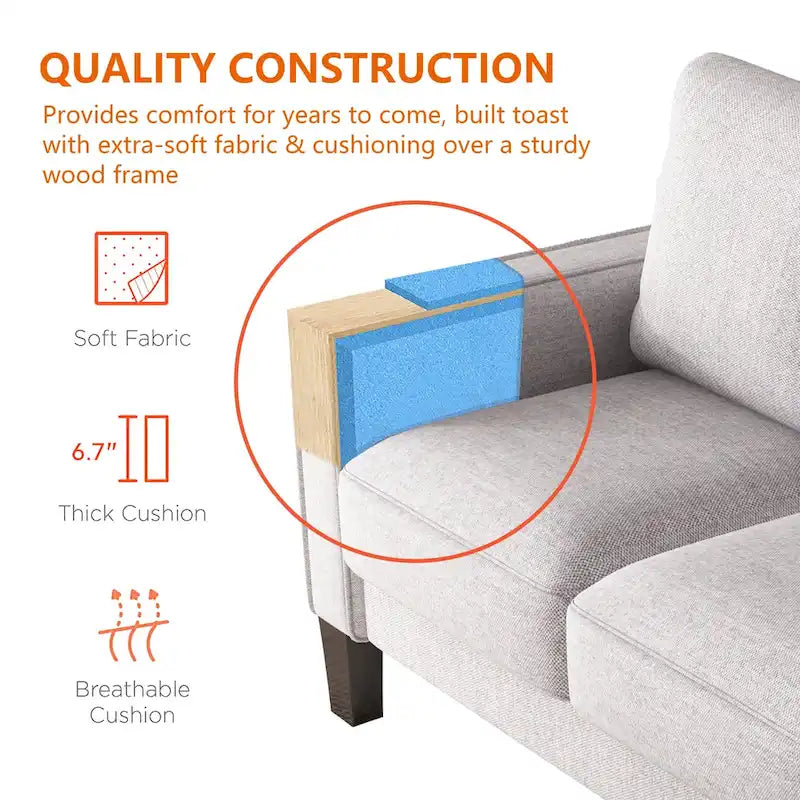 Modern Living Room Furniture Sofa in Beige Fabric