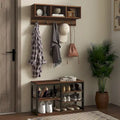 HOMCOM 2-in-1 Coat Rack Shoe Bench Set, 5-Hook Hall Tree with Bench and Shoe Storage