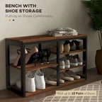 HOMCOM 2-in-1 Coat Rack Shoe Bench Set, 5-Hook Hall Tree with Bench and Shoe Storage