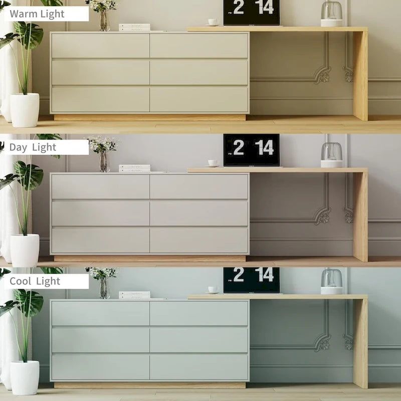 55.2-inch white corner desk with 6 drawer storage