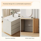 55.2-inch white corner desk with 6 drawer storage