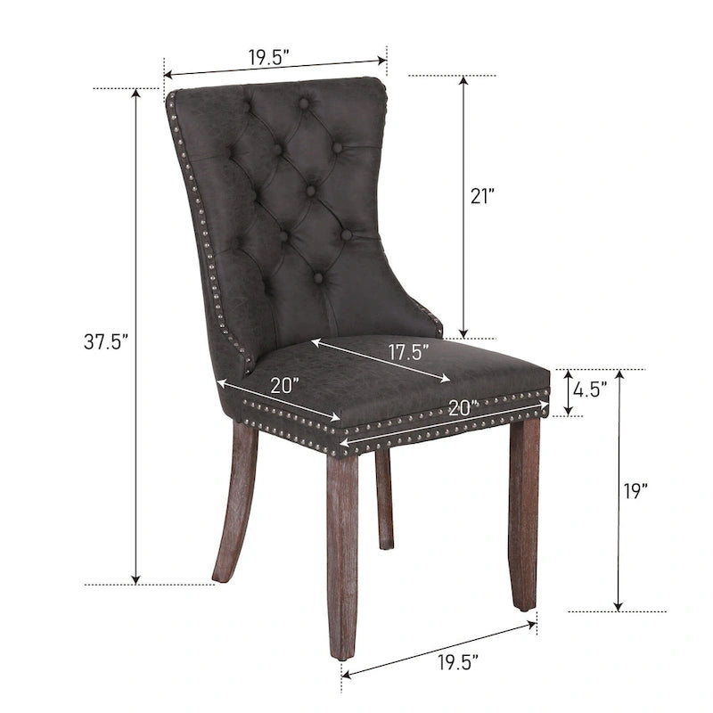 Faux Leather Dining Chairs Set of 2, Upholstered Chairs for Kitchen & Dining Room