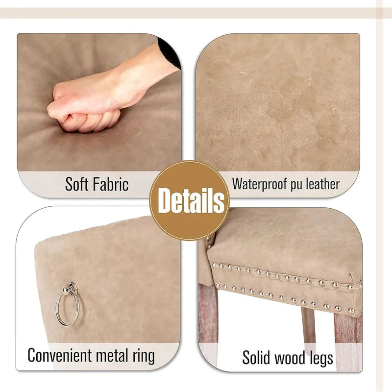 Faux Leather Dining Chairs Set of 2, Upholstered Chairs for Kitchen & Dining Room