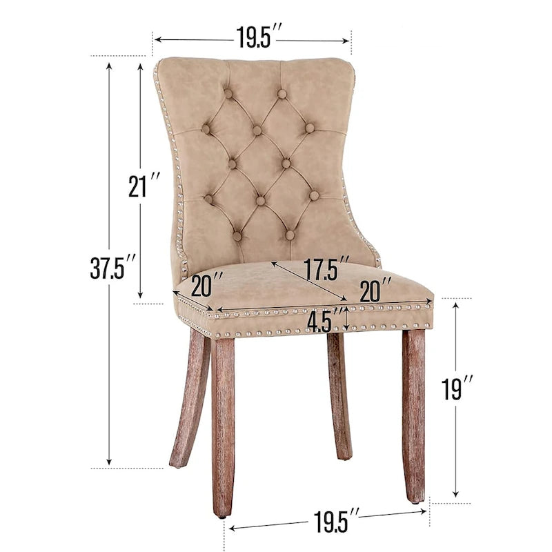 Faux Leather Dining Chairs Set of 2, Upholstered Chairs for Kitchen & Dining Room