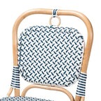 Luciana Modern French Blue and White Weaving Natural Rattan Bistro Chair