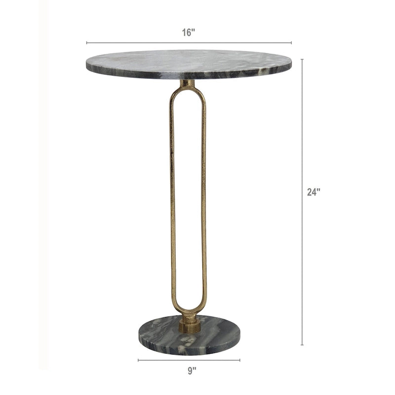 A&B Home Alexus Oval Steam Marble Table - Black/Gold