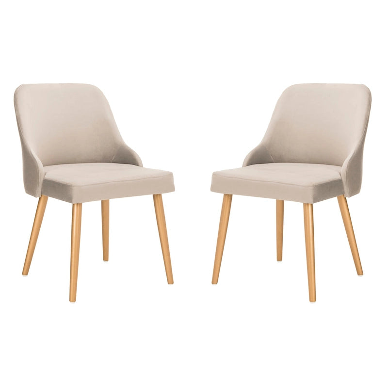 SAFAVIEH Nobie 18.3  Upholstered Dining Chair - Grey / Gold (Set of 2) - 21  x 22  x 31  - 21Wx22Dx31H