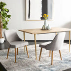 SAFAVIEH Nobie 18.3  Upholstered Dining Chair - Grey / Gold (Set of 2) - 21  x 22  x 31  - 21Wx22Dx31H