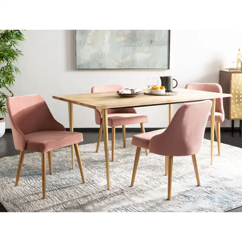 SAFAVIEH Nobie 18.3  Upholstered Dining Chair - Grey / Gold (Set of 2) - 21  x 22  x 31  - 21Wx22Dx31H