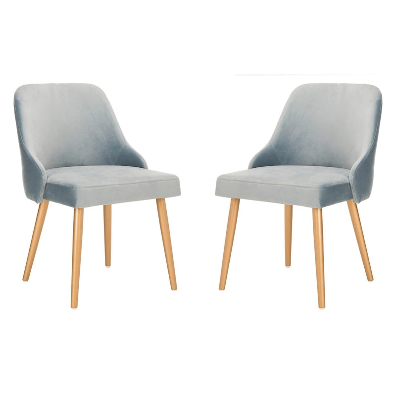 SAFAVIEH Nobie 18.3  Upholstered Dining Chair - Grey / Gold (Set of 2) - 21  x 22  x 31  - 21Wx22Dx31H