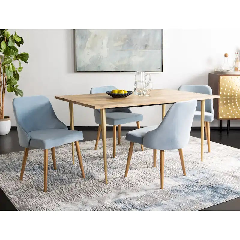 SAFAVIEH Nobie 18.3  Upholstered Dining Chair - Grey / Gold (Set of 2) - 21  x 22  x 31  - 21Wx22Dx31H