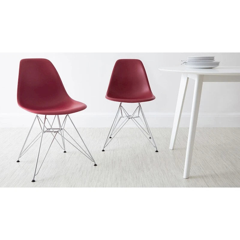 Designer Plastic Chairs Chrome Silver Wire Legs Retro Dining Accent Molded Shell Desk Office Work Chrome Base Kitchen