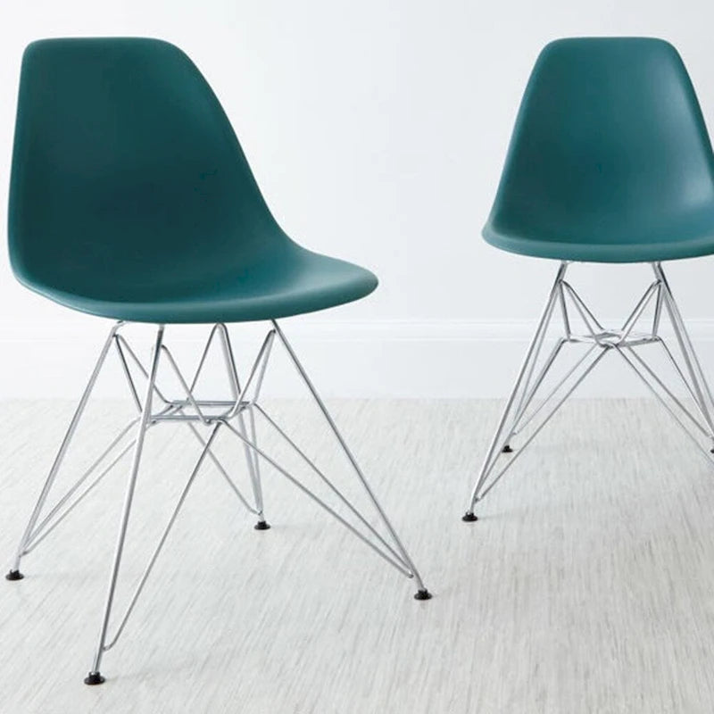 Designer Plastic Chairs Chrome Silver Wire Legs Retro Dining Accent Molded Shell Desk Office Work Chrome Base Kitchen