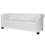 vidaXL Chesterfield 3-Seater Artificial Leather White