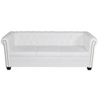 vidaXL Chesterfield 3-Seater Artificial Leather White