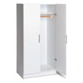 White 2-Door Wardrobe Cabinet with Hanging Rail and Storage Shelf - 20 x 32 x 65 inches