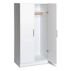 White 2-Door Wardrobe Cabinet with Hanging Rail and Storage Shelf - 20 x 32 x 65 inches