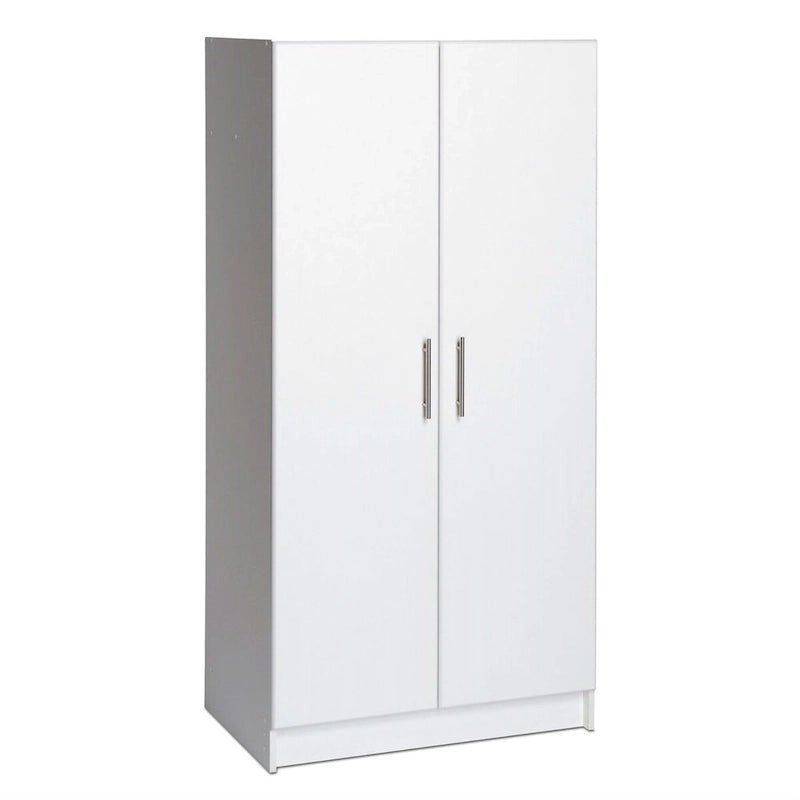 White 2-Door Wardrobe Cabinet with Hanging Rail and Storage Shelf - 20 x 32 x 65 inches